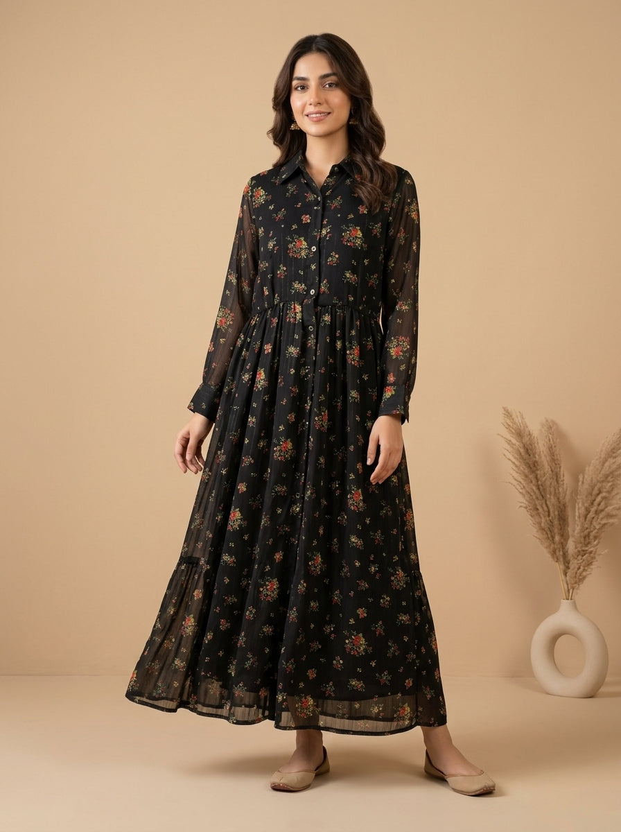 Ditsy Floral Smocked Maxi Dress