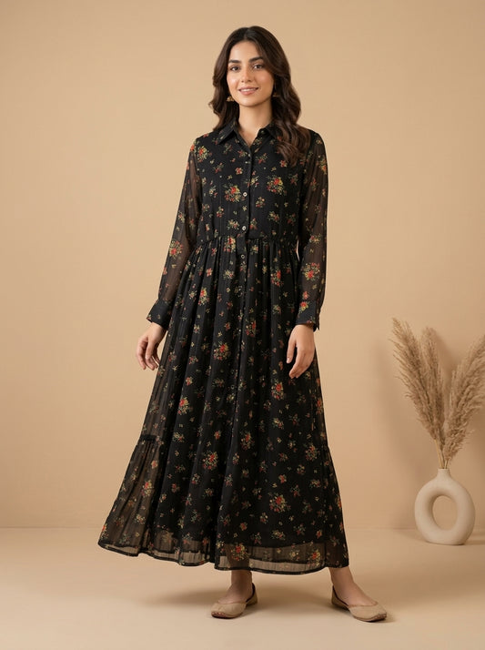 Ditsy Floral Smocked Maxi Dress