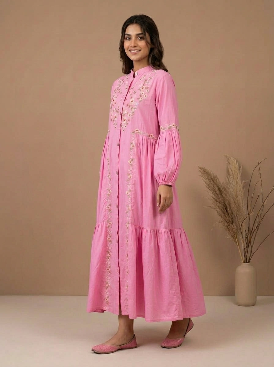 Embroidered Tiered Maxi Dress