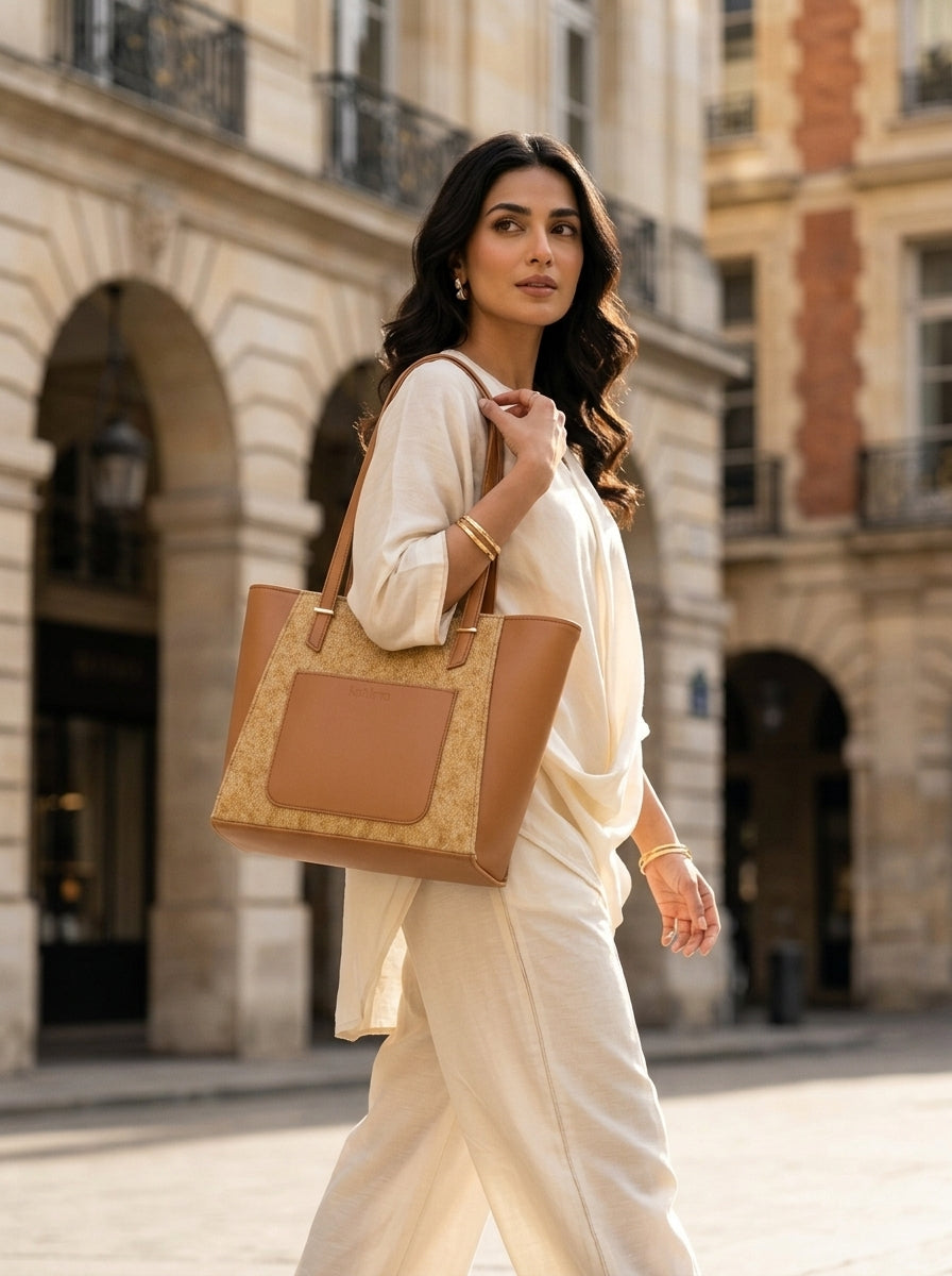 Textured Panel Tote Bag