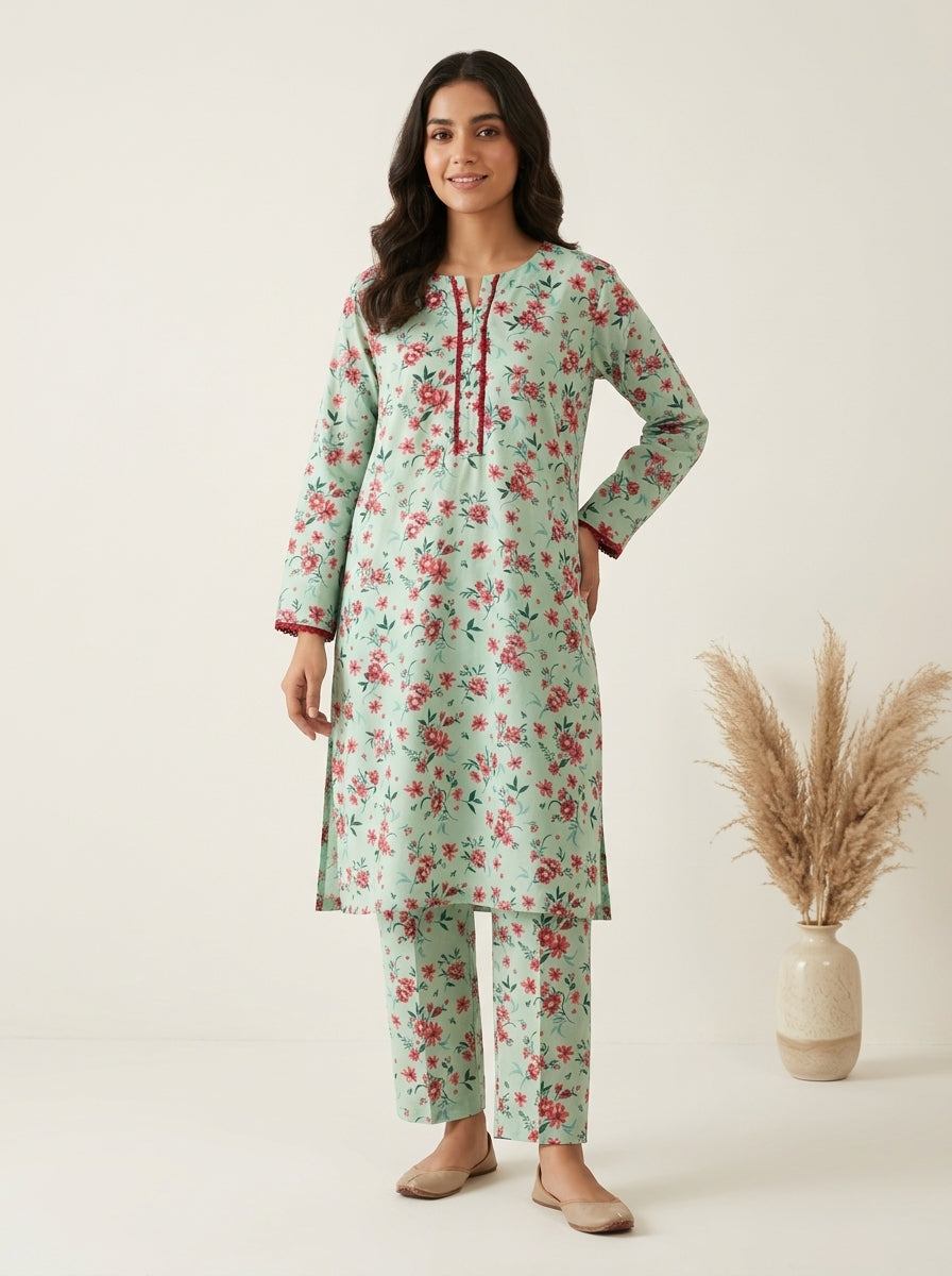 Floral Printed Kameez with Matching Shalwar