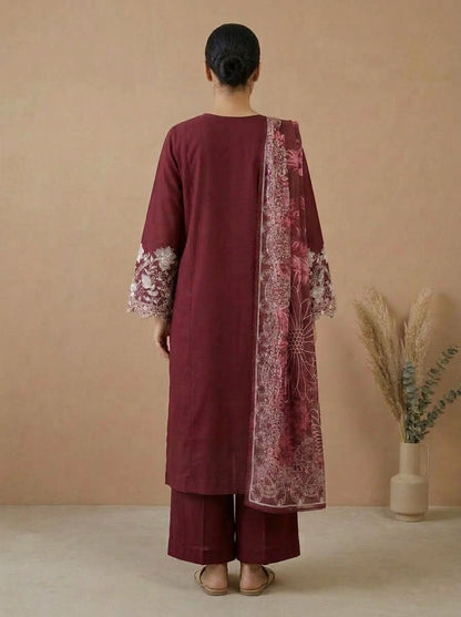 Embroidered 3-Piece Suit Set with Tassels