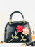 black zipper bag with chain strap and leather strap for women