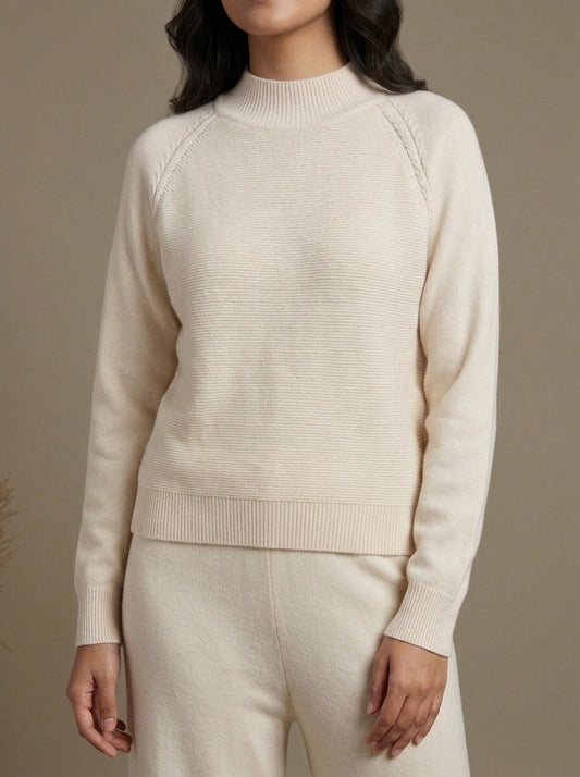 Textured High-Neck Pullover with Drawstring Trousers