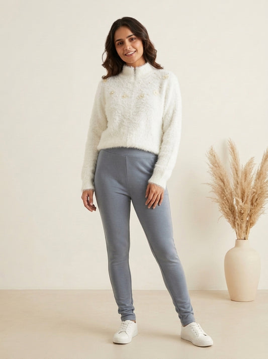 High-Waisted Fleece-Lined Stretch Leggings