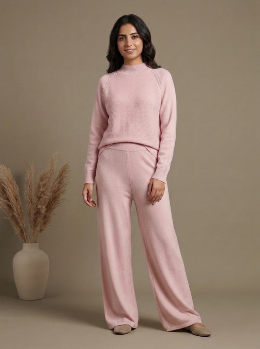 Textured High-Neck Pullover with Drawstring Trousers