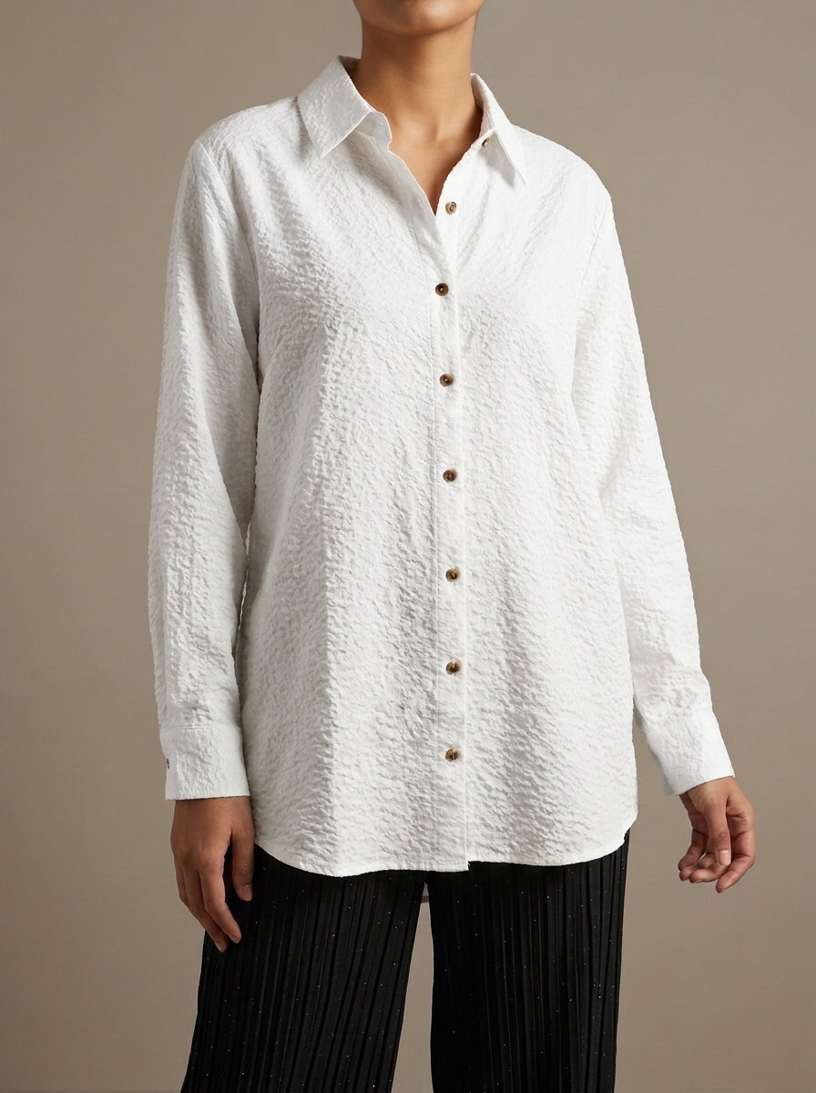Textured Button-Down Casual Shirt