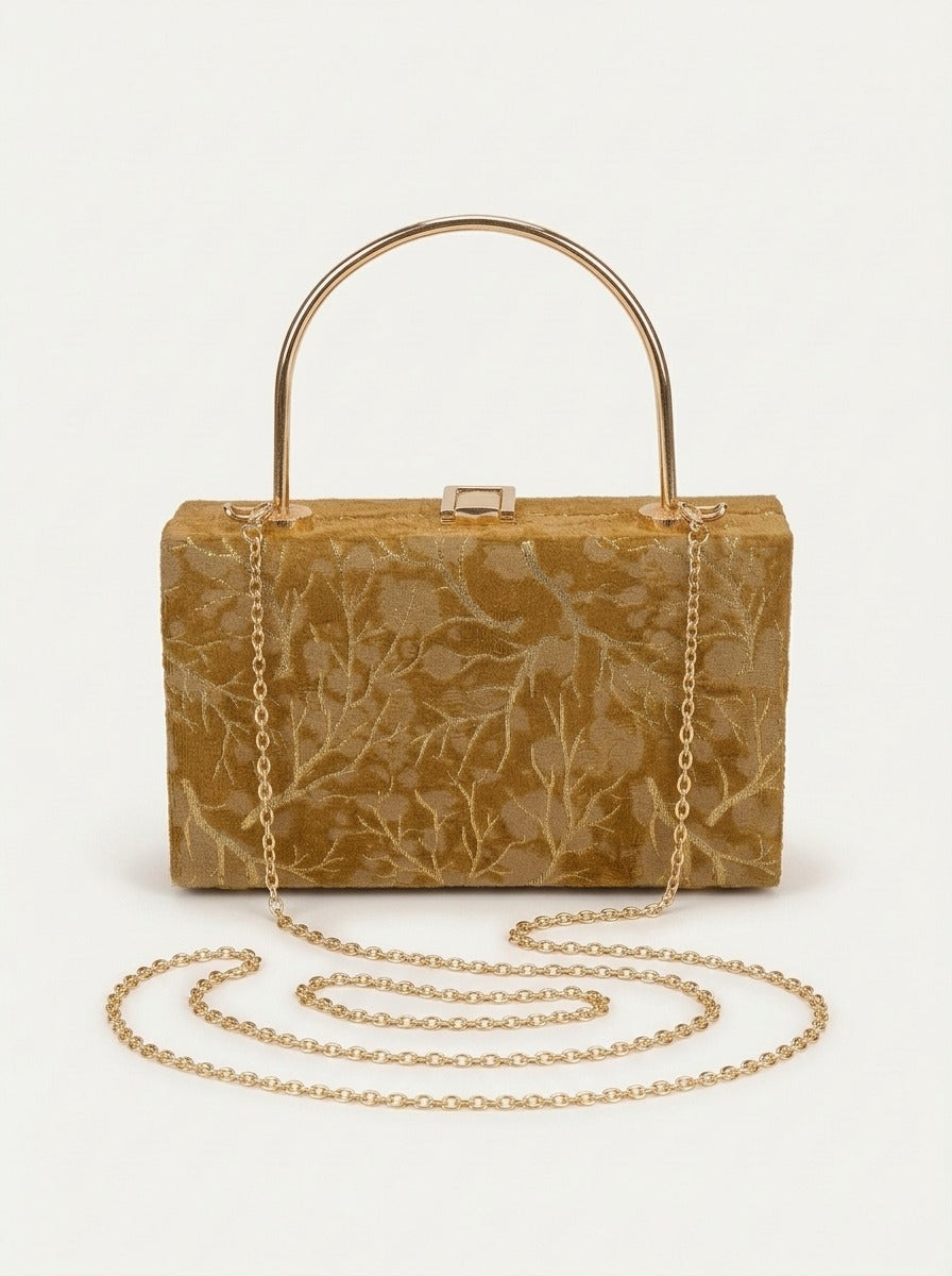 Foil Pattern Velvet Clutch Bag