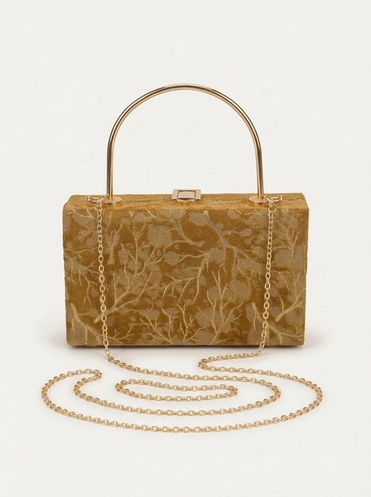 Foil Pattern Velvet Clutch Bag