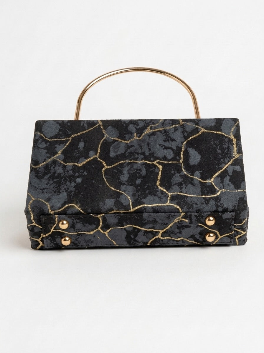Foil Pattern Velvet Clutch Bag