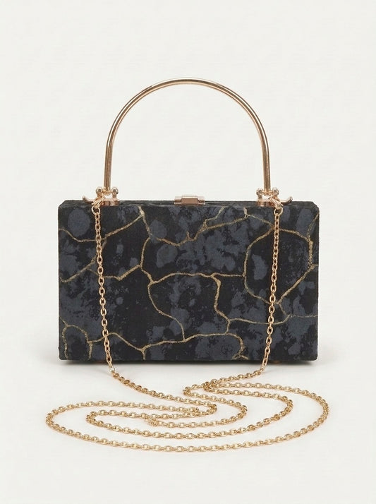 Foil Pattern Velvet Clutch Bag