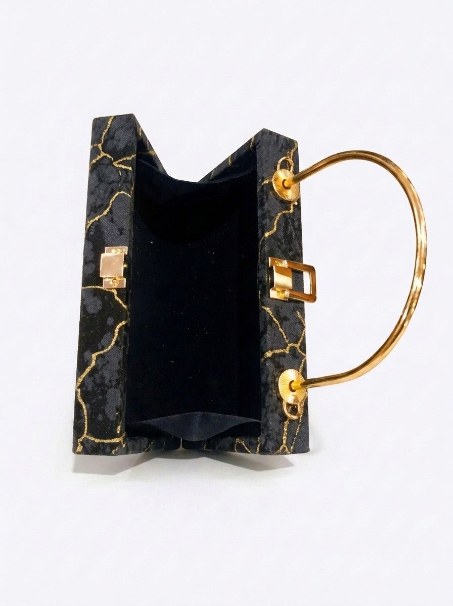 Foil Pattern Velvet Clutch Bag