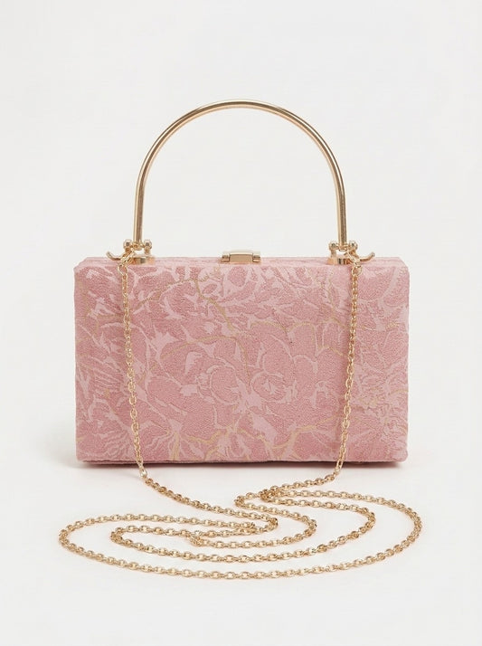 Foil Pattern Velvet Clutch Bag