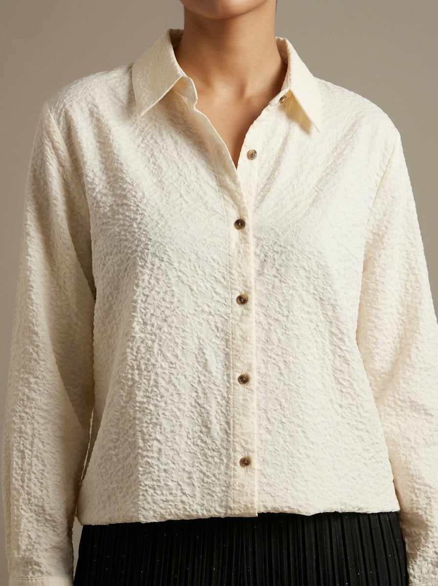 Textured Button-Down Casual Shirt
