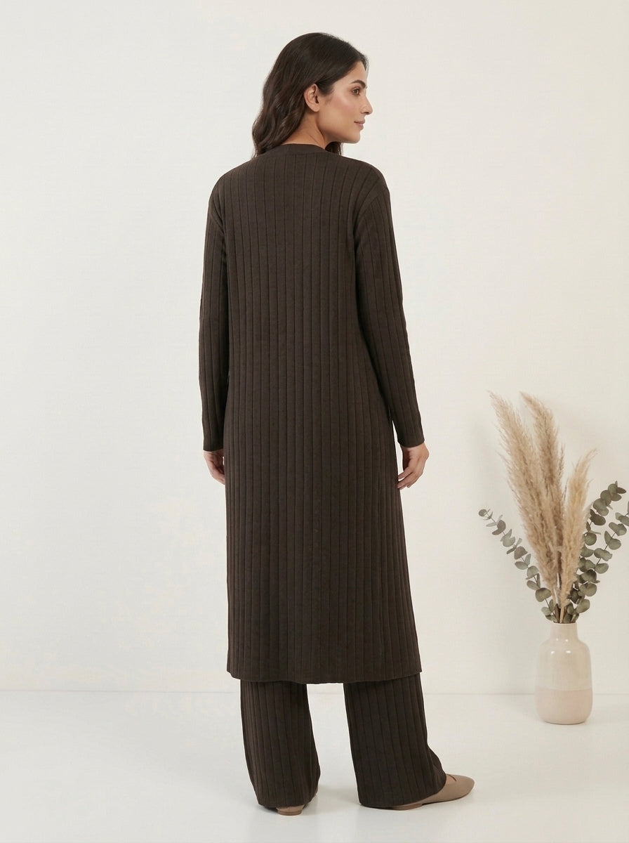 Ribbed Knit Three-Piece Layered Set
