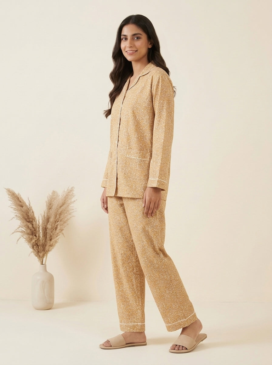 Floral Printed Sleepwear Shirt with Matching Trousers