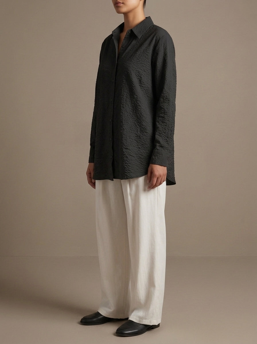 Textured Button-Down Casual Shirt