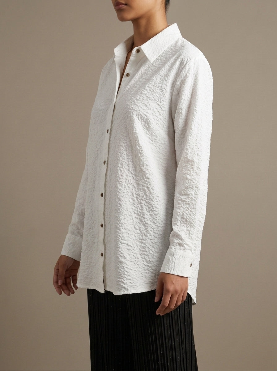 Textured Button-Down Casual Shirt