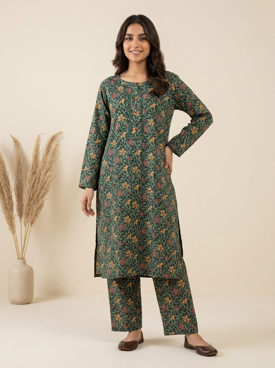 Floral Vine Printed Kameez with Matching Shalwar