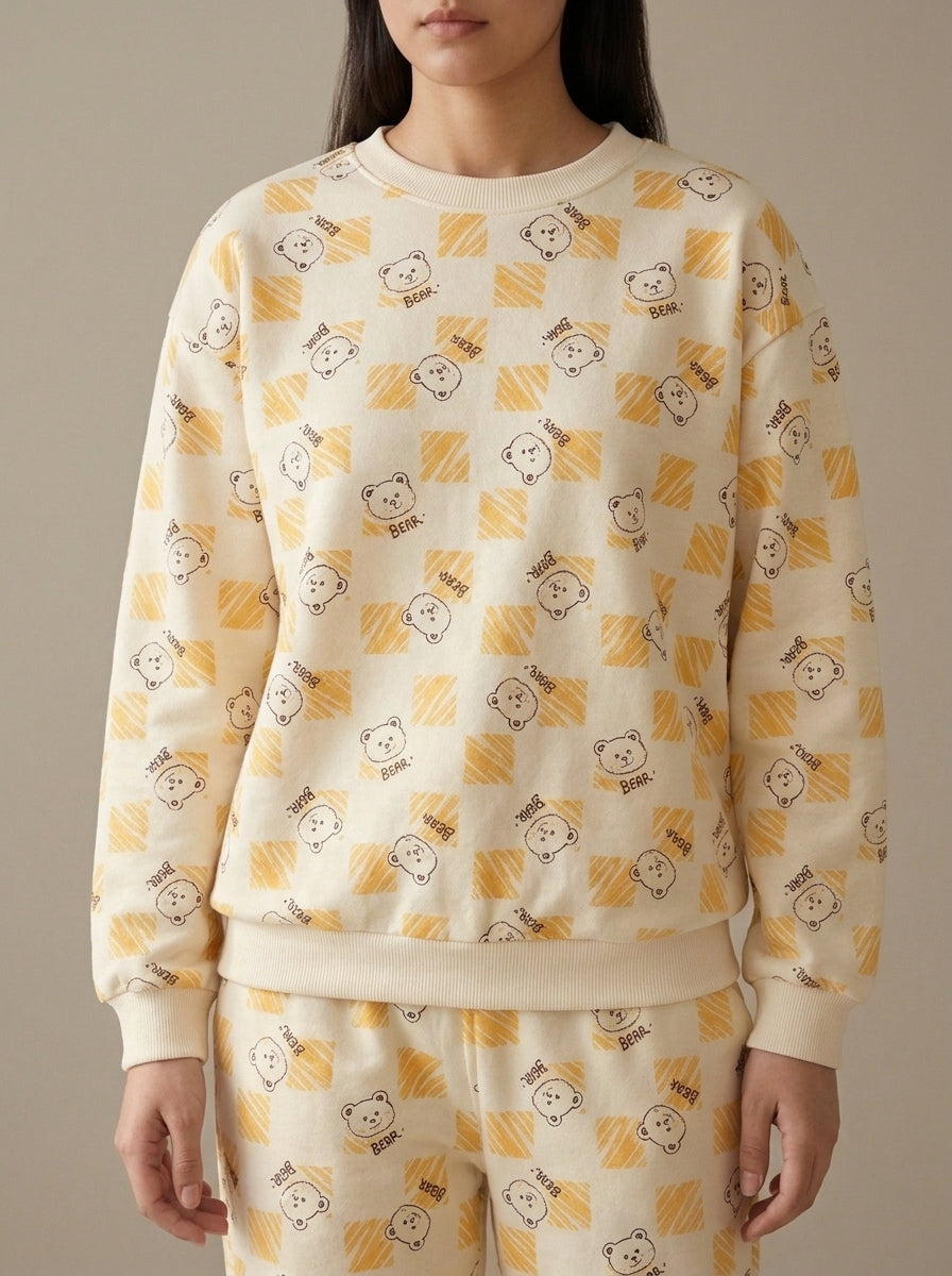 Graffiti Heart Printed Sweatshirt & Sweatpants Set