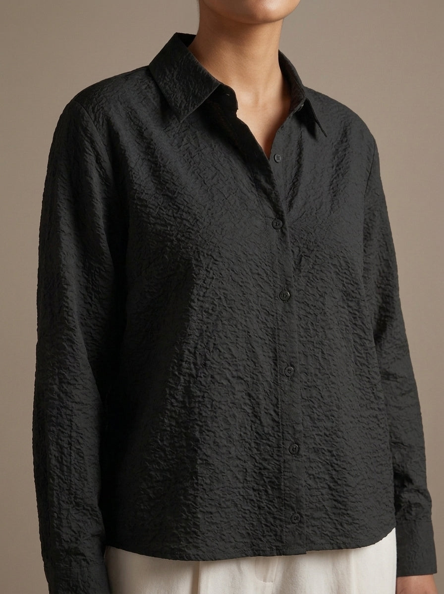 Textured Button-Down Casual Shirt