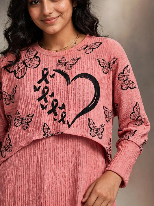 Pink Butterfly Maxi Dress Set