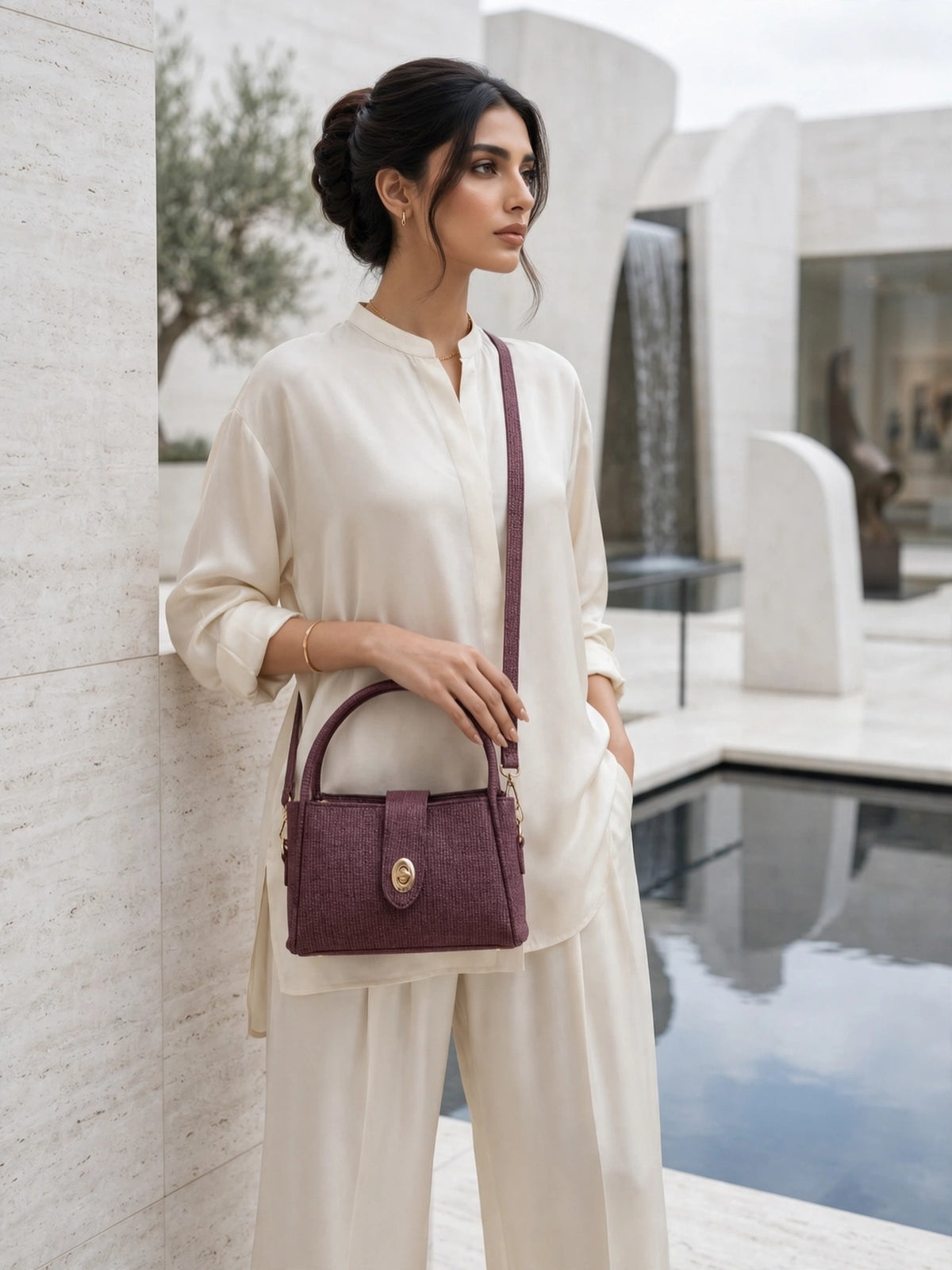 Textured Flap Mini Handbag