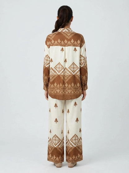 Geometric Print Button-Down Shirt
