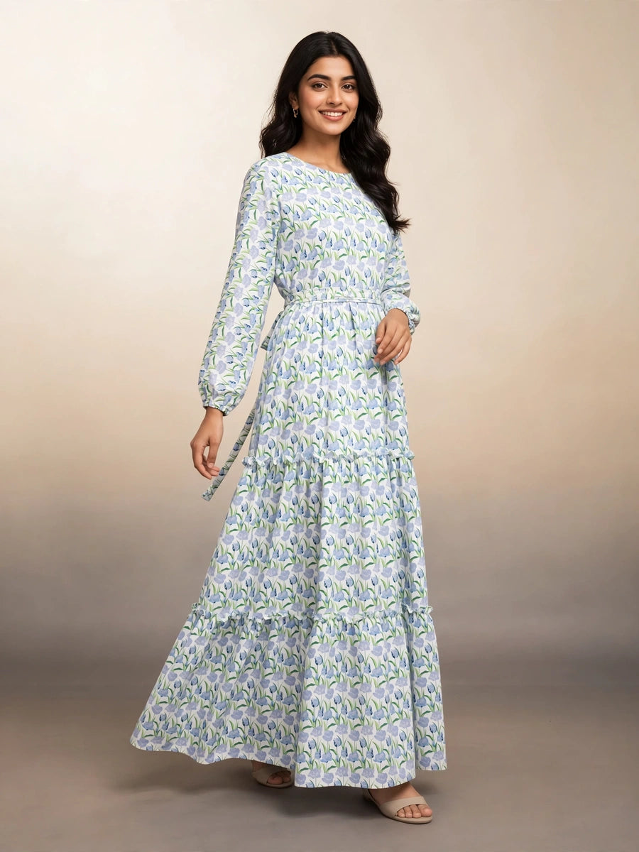 Blue Tulip Tiered Long Dress