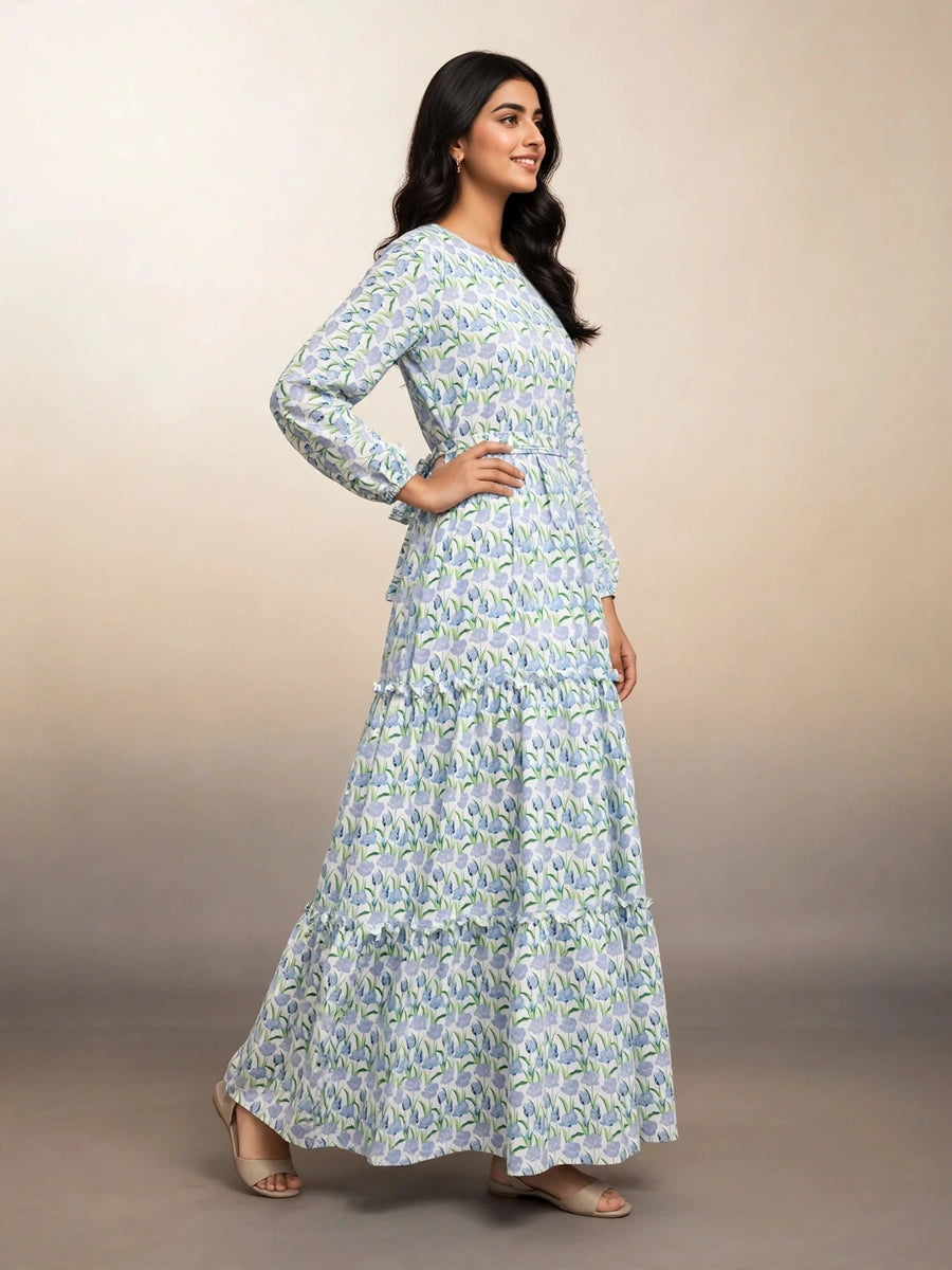 Blue Tulip Tiered Long Dress
