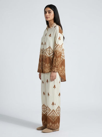 Geometric Print Button-Down Shirt