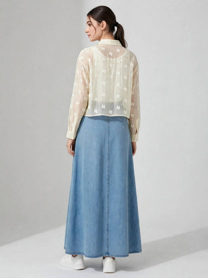 Embroidered Sequin Button-Down Shirt