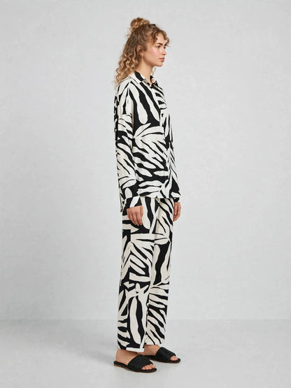 Tropical Leaf Printed Button-Down Shirt