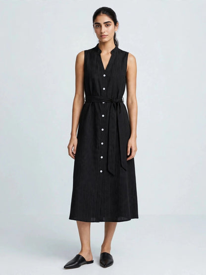 Sleeveless Button-Down Shirt Dress
