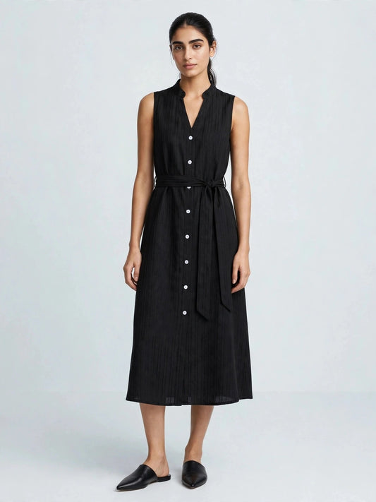 Sleeveless Button-Down Shirt Dress