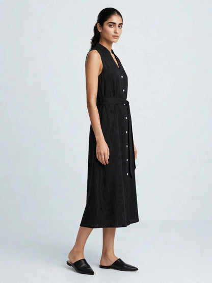 Sleeveless Button-Down Shirt Dress