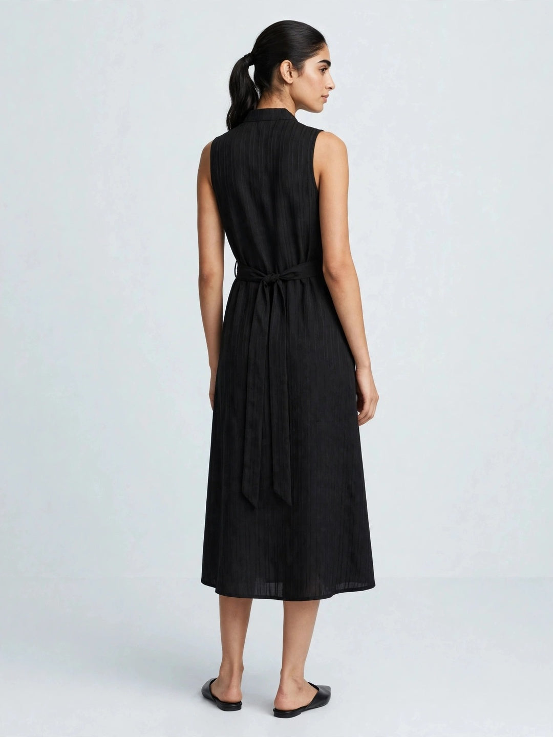 Sleeveless Button-Down Shirt Dress
