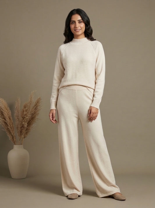 Textured High-Neck Pullover with Drawstring Trousers