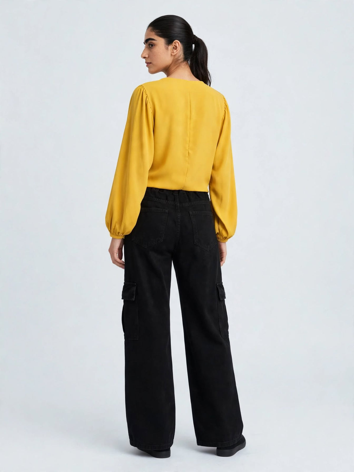 Sage Tie-Front Crop Blouse