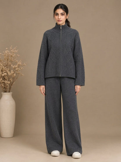 Cable-Knit High-Neck Co-Ord Set