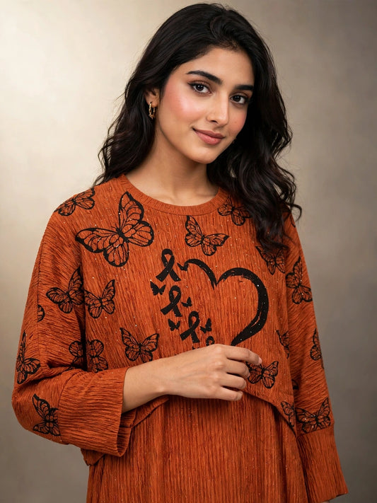 Rust Butterfly Maxi Dress Set